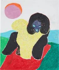Untitled by Susumu Kamijo, 2019, oil pastel and coloured pencil on paper, sold Dec 2022