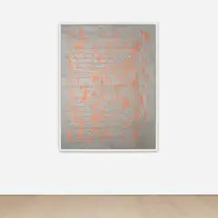 Express Nothing (Rain In) by Pamela Rosenkranz, 2012, acrylic on emergency blanket, in artist's frame, sold Dec 2022