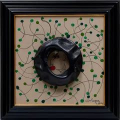 Carol Rama, Capricci, 2004, marker, acrylic and plastic tyre on canvas, in artist's frame