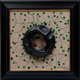 Carol Rama, Capricci, 2004, marker, acrylic and plastic tyre on canvas, in artist's frame