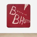Julian Schnabel, Untitled (Benazir Bhutto), 2008, oil on tarpaulin