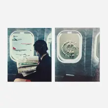 Patrick Nagatani, Two works from the Airplane Window series, 1984, unique large-format Polaroid Polacolor print