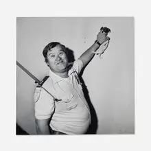 Roger Ballen, Security Guard and Puppy on Staircase, selenium-toned gelatin silver print