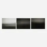 Hiroshi Sugimoto, Ionian Sea, Santa Cesarea; Sea of Japan, Hokkaido; South Pacific Ocean, Tearai (three works from the Time Exposed portfolio), offset lithograph on Mitsubishi Real Art Both Sides and mounted to Peach Kent
