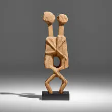 Sakalava, Funerary post of couple embracing, carved wood