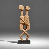 Sakalava, Funerary post of couple embracing, carved wood