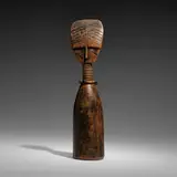 Fante, Akua‘ba fertility figure, painted wood, wire, beads