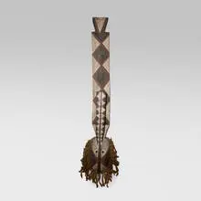 Mossi, Plank mask, carved and painted wood, braided twine