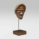 Dan, Mask, wood, natural pigments, leather, upholstery, natural fibers