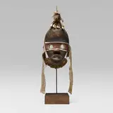 Dan, Gunyege mask, wood, leather, feathers, upholstery, natural fibers, teeth