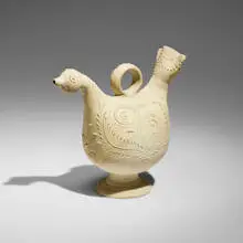 Umayyad, Bird-form pouring vessel, earthenware