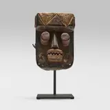 Krou, Mask, wood, natural pigments, leather, mirrored glass, metal