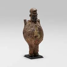 Teke, Butti fetish, wood, encrusted straw, horns, mirror, sacrificial materials