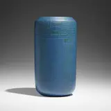 Vase with conventionalized trees by Maude Milner and Sarah Tutt for Marblehead Pottery, 1908-20, glazed and incised earthenware, sold Feb 2026