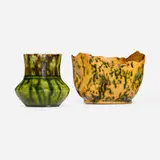 George E. Ohr, Vases, set of two, 1895-1900, glazed earthenware