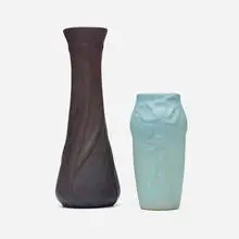 Van Briggle Pottery, Vases, set of two, 1915, 1916, glazed earthenware