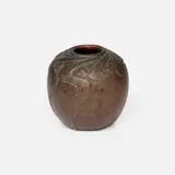 Van Briggle Pottery, Copper-clad vase with trefoils, 1907-12, copper-clad earthenware