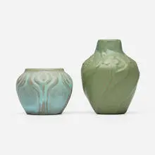 Vases, set of two by Van Briggle Pottery, c. 1905-12, glazed earthenware, sold Feb 2026