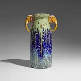 Tall Amphora vase with elephant heads by Stellmacher Riessner & Kessel, c. 1905, glazed porcelain, sold Feb 2026