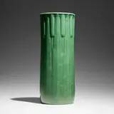 R.A. Hirschfeld for Teco Pottery, Rare vase with cattails, model 293, c. 1910, glazed earthenware