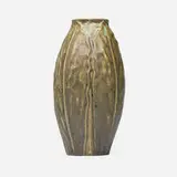 Northwestern Terra Cotta Co., Vase with leaves, c. 1910, glazed earthenware