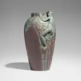 Weller Pottery, Large Fru-Russet vase with male nude climbing tree, c. 1904, glazed earthenware
