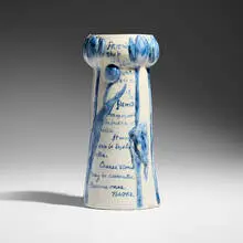 Susan Frackelton, Rare 'Friendship' vase with tulips, c. 1900, glazed stoneware