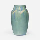 Henrietta Bailey for Newcomb College Pottery, Transitional vase with wheat, 1914, glazed earthenware