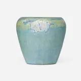 Transitional vase with spiderwort by Sadie Irvine for Newcomb College Pottery, 1913, glazed earthenware, sold Feb 2026