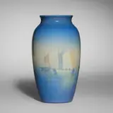 Marine scenic Decorated Porcelain vase by Edward T. Hurley for Rookwood Pottery, 1943, glazed porcelain, sold Feb 2026