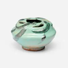 Byrdcliffe, Reticulated vase with eucalyptus, 1903-22, glazed earthenware