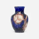 Decorated Porcelain vase with fish by attribution for Rookwood Pottery Jens Jensen, 1934, glazed porcelain, sold Feb 2026