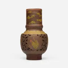 Haviland & Co., Reticulated Japonesque vase, c. 1885, glazed stoneware