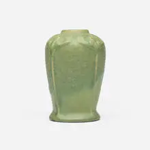 Early vase with mistletoe by Van Briggle Pottery, 1905, glazed earthenware, sold Feb 2026