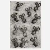 Joyce Pensato, Mickey’s Rain (diptych), 1993, graphite, charcoal, and pastel on paper