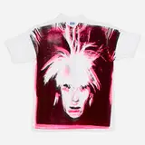 Andy Warhol, Self-Portrait with Fright Wig, c. 1986, screenprint in colors on t-shirt