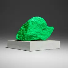 Small Green Mountain by Ugo Rondinone, 2016, painted stone, concrete, sold Jan 2026