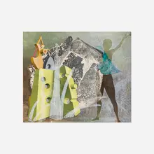 Marcel Jean, Les sources du vent, 1973, mixed media on board