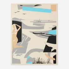 George Vranesh, Enjoying the Beach, 1988, acrylic, ink and graphite on paper