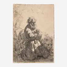 Rembrandt Harmensz van Rijn, Saint Jerome Kneeling in Prayer, Looking Down, 1635, etching
