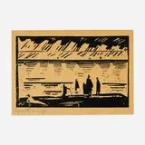 Lyonel Feininger, Rainy Day on the Beach, 1918, woodcut