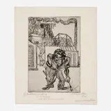 Conrad Felixmüller, Der alte kohlenbergarbeiter, 1921, etching