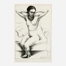 Diego Rivera, Desnudo sentado con brazos levantados (Frida Kahlo), 1930, lithograph on Umbria