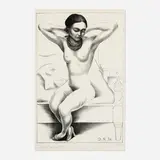 Diego Rivera, Desnudo sentado con brazos levantados (Frida Kahlo), 1930, lithograph on Umbria