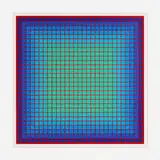 Conferring Blue by Julian Stanczak, 1981, screenprint in colors, sold Jul 2024