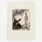 Marc Chagall, Débora la prophétesse (from La bible series), 1958, etching with hand-coloring