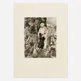 Marc Chagall, Joseph reconnu par ses frères (from La bible series), 1958, etching with hand-coloring