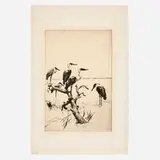 Frank Weston Benson, Herons at Rest, 1923, etching