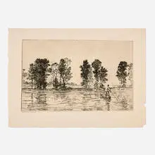 Second Island Outlet by Frank Weston Benson, 1916, etching, sold Jul 2024