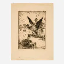 Mallard Rising by Frank Weston Benson, 1916, etching, sold Jul 2024